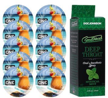 Комплект ONE Island Punch 10 шт + Doc Johnson GoodHead &ndash; Mystical Mint, 59 мл SOS13824 фото