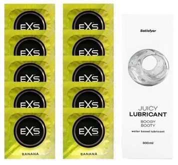 Комплект: из EXS Banana 10 шт + Лубрикант Satisfyer Boogy Booty water based 300 мл SOS11338 фото