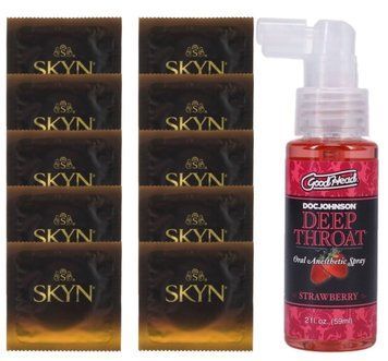 Комплект SKYN Passion Daiquiri 10 шт + Doc Johnson DeepThroat Spray - Sweet Strawberry 59 мл SOS13632 фото