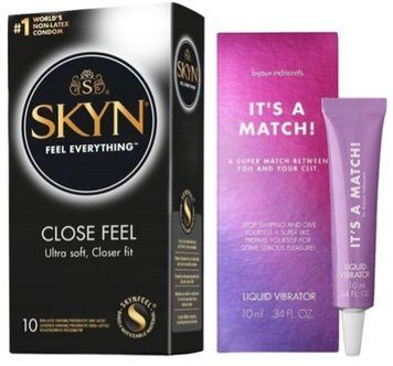 Набор из SKYN Close Feel (10 шт) + жидкий вибратор Bijoux Indiscrets Clitherapy Liquid Vibrator &ndash; IT'S A MATCH SOS9780 фото