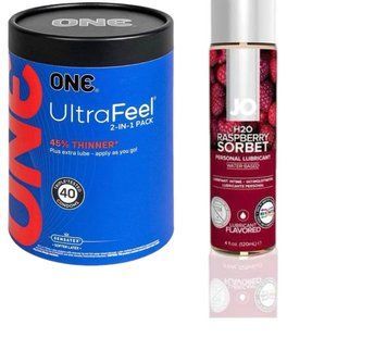 ONE UltraFeel 2-в-1. 40 шт.+ Смазка на водной основе System JO H2O &mdash; Raspberry Sorbet (120 мл) SOS6452 фото