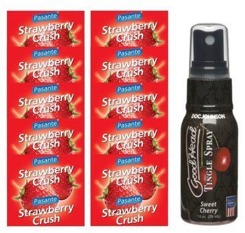 Набор Pasante Strawberry Crush 10 шт + Doc Johnson GoodHead Tingle Spray &ndash; Sweet Cherry, 29 мл SOS13974 фото