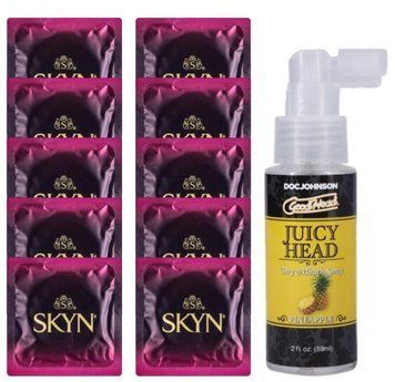 Комплект SKYN Cherry Sunrise 10 шт + Doc Johnson Juicy Head Dry Mouth Spray Pineapple (59 мл) SOS13673 фото