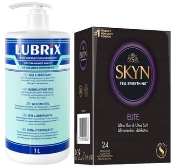 Набор из Лубриканта на водной основе Lubrix (1 л) + SKYN Elite, 24 шт SOS8816 фото