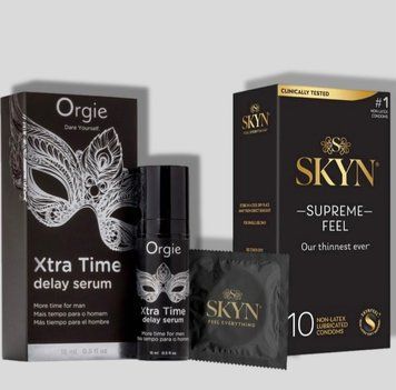 SKyn ​​Supreme Feel 10 штук + Пролонгатор Orgie Xtra Time Delay Serum, 15 мл SOS5133 фото