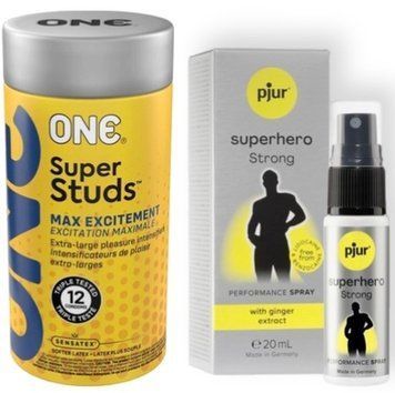 Набор 12 шт ONE Super Studs + pjur Superhero Strong Spray 20 ml SOS9026 фото