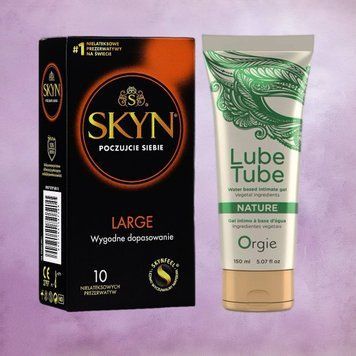 Комплект Skyn Large 10 шт + Лубрикант LUBE TUBE NATURE, 150 мл ORGIE SOS4447 фото