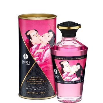 Олія Shunga Aphrodisiac Warming Oil – Raspberry Feeling (100 мл) без цукру, смачна SO2494 фото