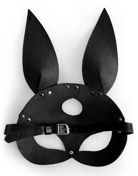 Еротична маска зайчика з натуральної шкіри Art of Sex Bunny Mask, чорна SO9644 фото