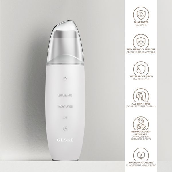 Микротоковый скраббер для кожи и устранение черных точек GESKE MicroCurrent Skin Scrubber&Blackhead Remover 9в1 white HB0150 фото