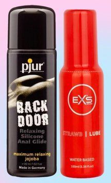 Набор лубрикантов pjur backdoor anal Relaxing jojoba silicone 30 мл + EXS Strawberry Lube Water Based 100 мл LB726 фото