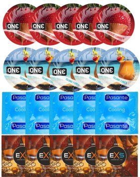 Набір 20 шт ONE Chocolate Strawberry + ONE Island Punch + Pasante Cooling + EXS CRAZY COLA SOS7230 фото