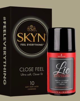 Набір SKYN Close Feel пачка 10 штук + Sensuva - Lic-o-licious Watermelon (50 мл) SOS4997 фото