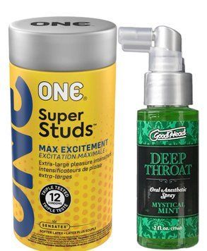 Комплект 12 шт ONE Super Studs + Спрей Doc Johnson GoodHead DeepThroat Spray - Mystical Mint 59 мл SOS6208 фото