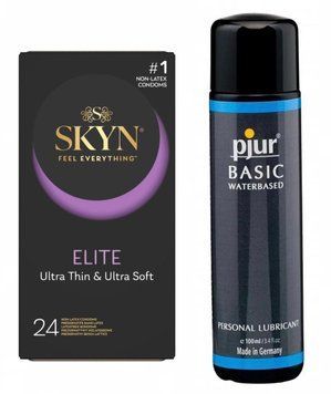 Комплект: pjur Basic waterbased 100 мл + SKYN Elite 24 шт. SOS11289 фото