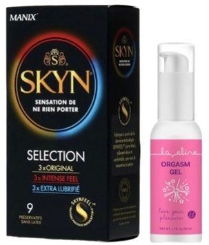 Набір з SKYN Selection (9 шт) + Гель для стимуляції оргазму Orgasm gel, 50 мл Loveline SOS9681 фото