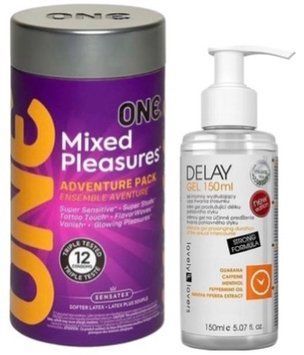 Набор из 12 шт ONE Mixed Pleasures + Пролонгатор Lovely Lovers DELAY GEL 150ml SOS9260 фото