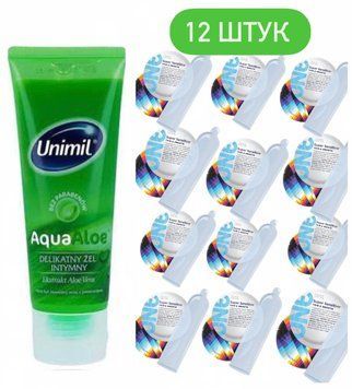 ONE Super Sensitive 12 шт и Лубрикант Unimil Aqua Aloe 80 мл SOS510 фото