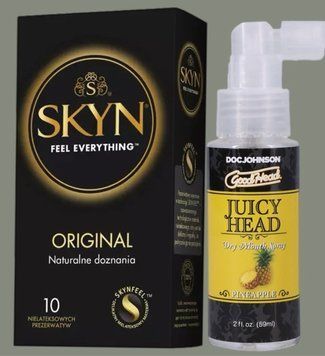 Комплект SKYN Original 10 шт + Спрей Doc Johnson GoodHead &ndash; Juicy Head Dry Mouth Spray &ndash; Pineapple 59мл SOS5822 фото
