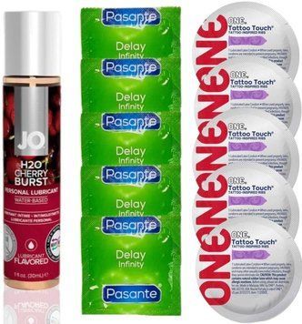 набор 10 шт Pasante + ONE + System JO H2O Cherry Burst (30 мл) SOS4653 фото