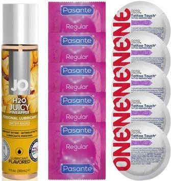 Набір 10 шт Pasante Regular та ONE Tattoo Touch + System JO H2O &mdash; Juicy Pineapple (30 мл) SOS4856 фото