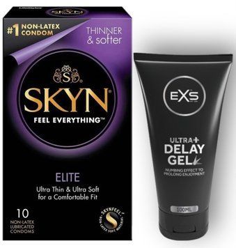 Набор из SKYN Elite 10 шт + Пролонгатор EXS Delay Gel Ultra+ (100 мл) SOS8910 фото