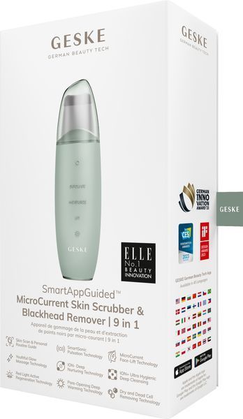 Микротоковый скраббер для кожи и устранение черных точек GESKE MicroCurrent Skin Scrubber&Blackhead Remover 9в1 green HB0151 фото