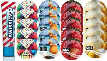 Набор из SwissNavy CoolingPeppermint 10мл + ONERibs + ONE Island Punch  + ONEChocolateStrawberry + ONEBanana SOS8649 фото
