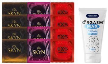 Комплект: Пролонгатор Medica-Group Orgasm Max 50 мл + 8 шт SKYN + 4 шт EXS Warming SOS10949 фото
