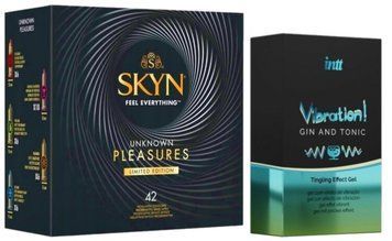 Набір з SKYN Pleasures (42 шт) + Рідкий вібратор Intt Vibration Gin Tonic (15 мл)  SOS10031 фото