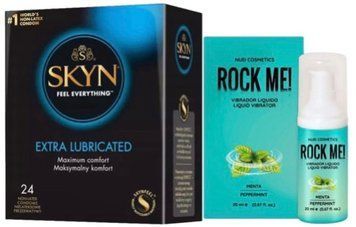 Набір з SKYN Extra Lube (24 шт) + Рідкий вібратор ROCK ME! Mint Flavor (20 мл) від Nuei  SOS10077 фото