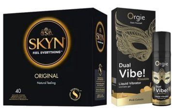 SKYN ORIGINAL 40 шт + DUAL VIBE!, 15 мл Orgie pina colada SOS7080 фото