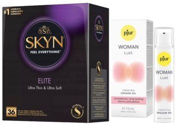 Набір з SKYN Elite 36 шт + Рідкий вібратор pjur Woman Lust (15 мл) SOS10227 фото