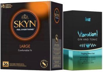 Набор из SKYN Large (36 шт) + Жидкий вибратор Intt Vibration Gin Tonic (15 мл) SOS9931 фото