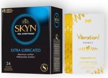 SKYN Extra Lube 24 шт + Intt Vibration Honey (15 мл) SOS7030 фото