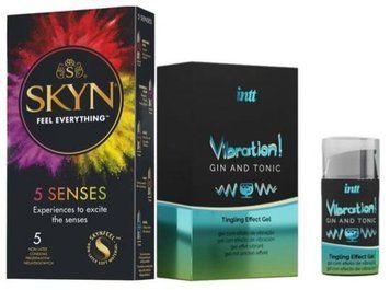 Набор из SKYN 5 Senses + Жидкий вибратор Intt Vibration Gin Tonic (15 мл) SOS9621 фото