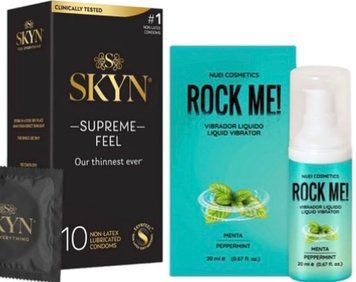 Набір з Skyn Supreme Feel 10 шт + Рідкий вібратор ROCK ME! Mint Flavor (20 мл) від Nuei  SOS10277 фото
