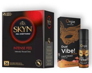 Skyn Intense feel 36 штук + DUAL VIBE!, 15 мл Orgie SEX ON THE BEACH SOS6796 фото
