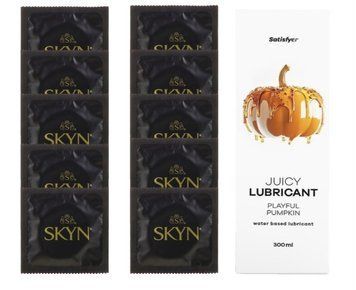 Комплект SKYN Original 10 шт. + Лубрикант Satisfyer Juicy Lubricant Playful Pumpkin 300 мл SOS12631 фото