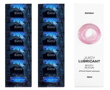 Набір: Pasante Extra Safe 10 шт. + Лубрикант Satisfyer Booty Silicon (150 мл) SOS12079 фото