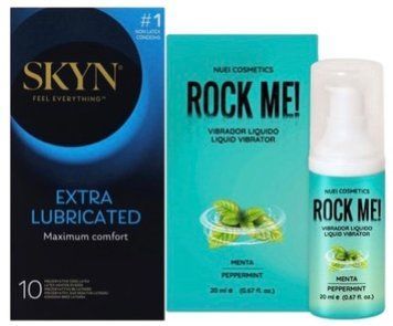Набор SKYN Extra Lube (10 шт) + Жидкий вибратор ROCK ME! Mint Flavor (20 мл) от Nuei SOS10177 фото