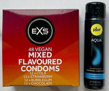 Комплект EXS Mixed Flavoured 48 шт + Лубрикант pjur Aqua, 100 мл SOS3225 фото