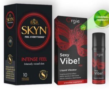 SKYN Intense Feel 10 шт + SEXY VIBE, 15 мл вібрація + зігріваючий ефект ORGIE SOS6937 фото