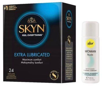 Комплект SKYN Extra Lube 24 шт + pjur Woman Nude 30 мл SOS13283 фото
