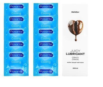 Комплект Pasante Cooling 10шт. + Лубрикант Satisfyer Juicy Lubricant Crazy Crave 300 мл SOS11580 фото