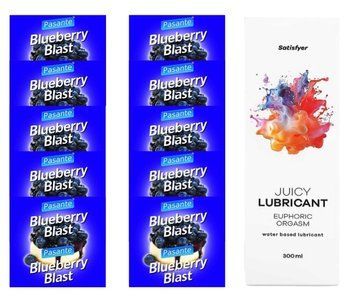 Комплект Pasante Blueberry 10шт. + Лубрикант Satisfyer Juicy Lubricant Euphoric Orgasm 300 мл SOS11680 фото