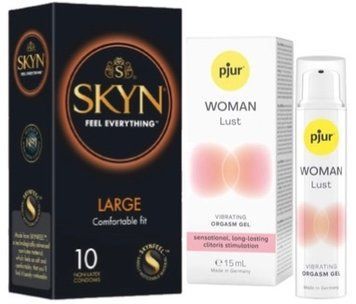 Набір з 10 шт SKYN Large + Рідкий вібратор pjur Woman Lust 15 мл SOS10327 фото