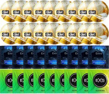 Набор 36 шт ONE ONE Banana Split + Pasante Extra Safe + EXS Glow in the Dark SOS7528 фото