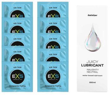 Набор: EXS Air Thin 10 шт. + Лубрикант Satisfyer Naughty Neutral 300 мл SOS11188 фото