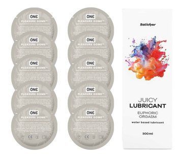 Комплект 𝐎𝐍𝐄 𝐃𝐨𝐦𝐞 10 шт. + Лубрикант Satisfyer Juicy Lubricant Euphoric Orgasm (300 мл) SOS12229 фото